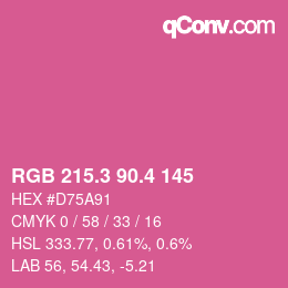 カラーコード: RGB 215.3 90.4 145 | qconv.com