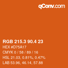カラーコード: RGB 215.3 90.4 23 | qconv.com