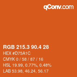 カラーコード: RGB 215.3 90.4 28 | qconv.com