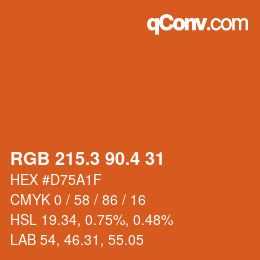 カラーコード: RGB 215.3 90.4 31 | qconv.com