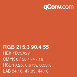 カラーコード: RGB 215.3 90.4 55 | qconv.com