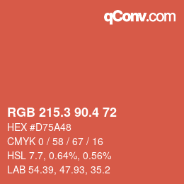 カラーコード: RGB 215.3 90.4 72 | qconv.com