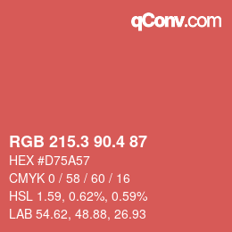 カラーコード: RGB 215.3 90.4 87 | qconv.com