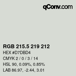颜色代码: RGB 215.5 219 212 | qconv.com