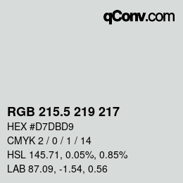 颜色代码: RGB 215.5 219 217 | qconv.com