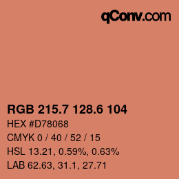 カラーコード: RGB 215.7 128.6 104 | qconv.com