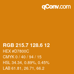 カラーコード: RGB 215.7 128.6 12 | qconv.com