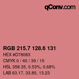 カラーコード: RGB 215.7 128.6 131 | qconv.com