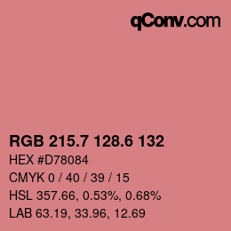 カラーコード: RGB 215.7 128.6 132 | qconv.com