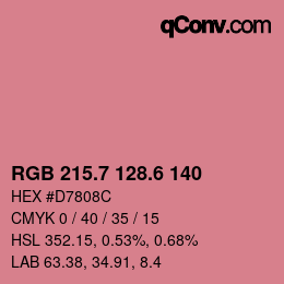 カラーコード: RGB 215.7 128.6 140 | qconv.com