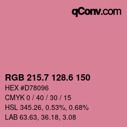 カラーコード: RGB 215.7 128.6 150 | qconv.com