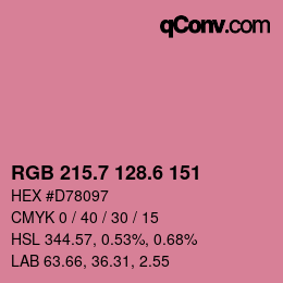 カラーコード: RGB 215.7 128.6 151 | qconv.com