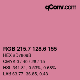 カラーコード: RGB 215.7 128.6 155 | qconv.com