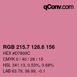 カラーコード: RGB 215.7 128.6 156 | qconv.com