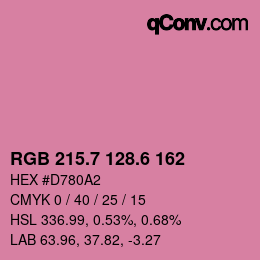 カラーコード: RGB 215.7 128.6 162 | qconv.com