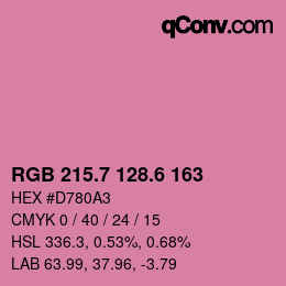 カラーコード: RGB 215.7 128.6 163 | qconv.com