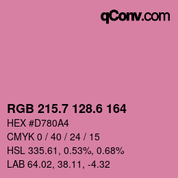 カラーコード: RGB 215.7 128.6 164 | qconv.com