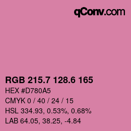 カラーコード: RGB 215.7 128.6 165 | qconv.com