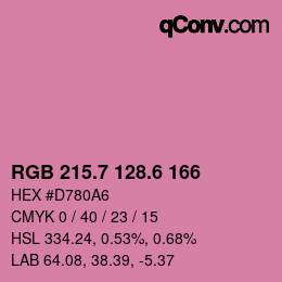 カラーコード: RGB 215.7 128.6 166 | qconv.com