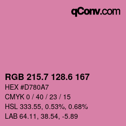 カラーコード: RGB 215.7 128.6 167 | qconv.com