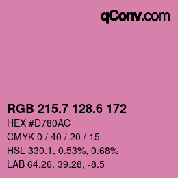 カラーコード: RGB 215.7 128.6 172 | qconv.com