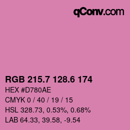 カラーコード: RGB 215.7 128.6 174 | qconv.com