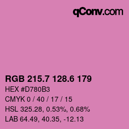 カラーコード: RGB 215.7 128.6 179 | qconv.com