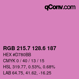 カラーコード: RGB 215.7 128.6 187 | qconv.com