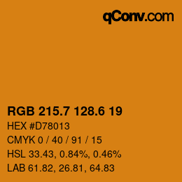 カラーコード: RGB 215.7 128.6 19 | qconv.com