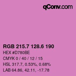 カラーコード: RGB 215.7 128.6 190 | qconv.com