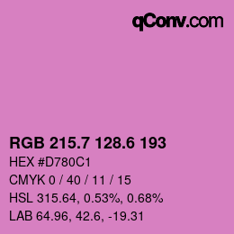 カラーコード: RGB 215.7 128.6 193 | qconv.com
