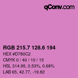 カラーコード: RGB 215.7 128.6 194 | qconv.com