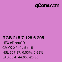 カラーコード: RGB 215.7 128.6 205 | qconv.com