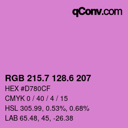 カラーコード: RGB 215.7 128.6 207 | qconv.com