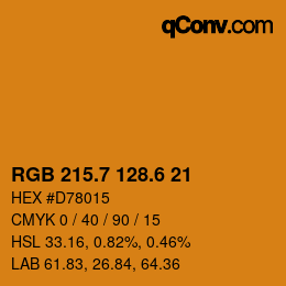 カラーコード: RGB 215.7 128.6 21 | qconv.com