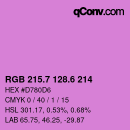カラーコード: RGB 215.7 128.6 214 | qconv.com