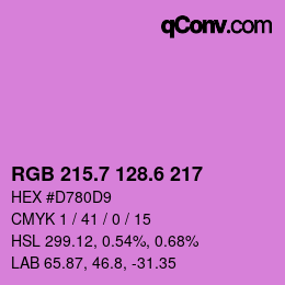 カラーコード: RGB 215.7 128.6 217 | qconv.com
