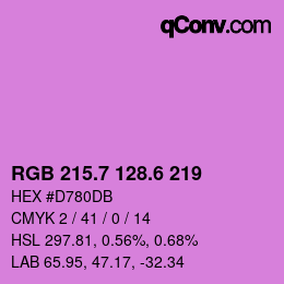 カラーコード: RGB 215.7 128.6 219 | qconv.com