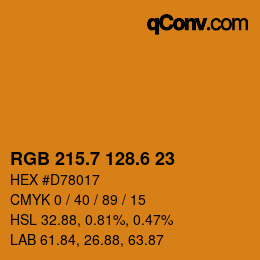 カラーコード: RGB 215.7 128.6 23 | qconv.com