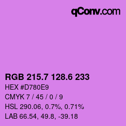 カラーコード: RGB 215.7 128.6 233 | qconv.com