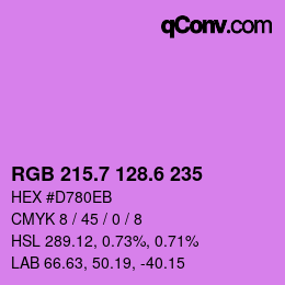 カラーコード: RGB 215.7 128.6 235 | qconv.com