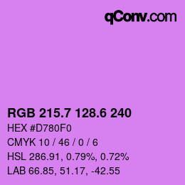 カラーコード: RGB 215.7 128.6 240 | qconv.com