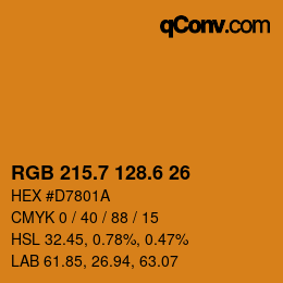 カラーコード: RGB 215.7 128.6 26 | qconv.com