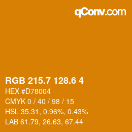 カラーコード: RGB 215.7 128.6 4 | qconv.com