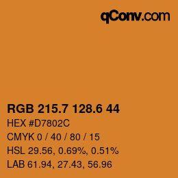 カラーコード: RGB 215.7 128.6 44 | qconv.com