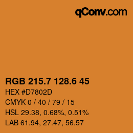 カラーコード: RGB 215.7 128.6 45 | qconv.com