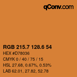 カラーコード: RGB 215.7 128.6 54 | qconv.com