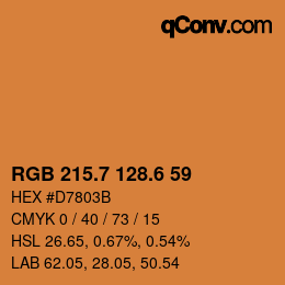 カラーコード: RGB 215.7 128.6 59 | qconv.com