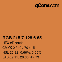 カラーコード: RGB 215.7 128.6 65 | qconv.com