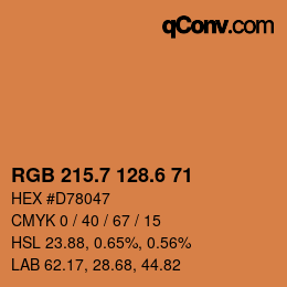 カラーコード: RGB 215.7 128.6 71 | qconv.com